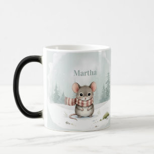 Personalisierte niedliche Wasserfarbe-Maus Winter Verwandlungstasse