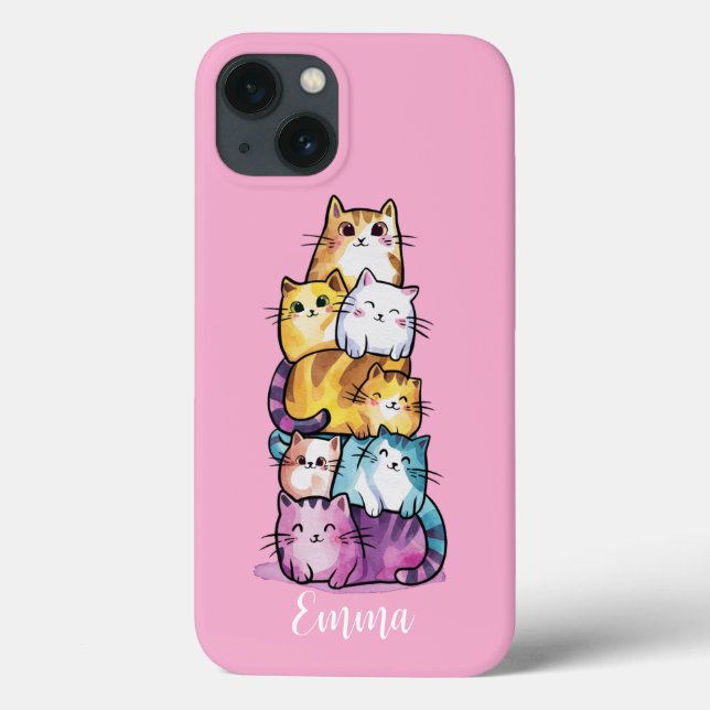 Personalisierte Niedliche Wasserfarbkatzen, Minima Case-Mate iPhone Hülle (Rückseite)