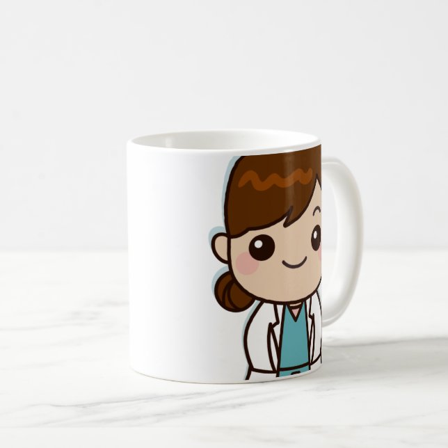 Personalisierte Niedliche weibliche Dr.(Ihr Name) Kaffeetasse (VorderseiteRechts)