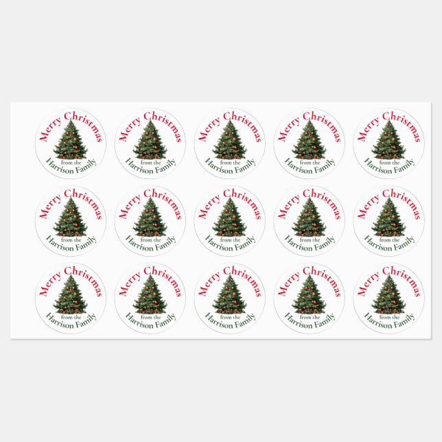 Personalisierte Niedliche Weihnachtsbaumwünsche Etiketten (Blatt)