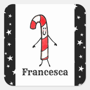 Personalisierte Niedliche Weihnachtscreme Candy Sq Quadratischer Aufkleber