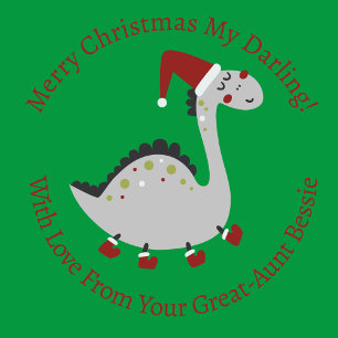 Personalisierte Niedliche Weihnachtsdinosaurier in Geschenkpapier