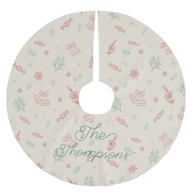 Personalisierte Niedliche Weihnachtselemente Polyester Weihnachtsbaumdecke (Vorderseite)