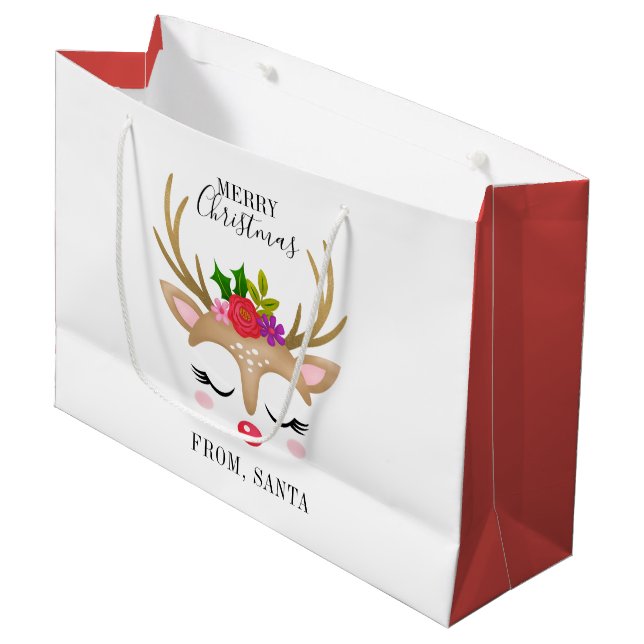Personalisierte Niedliche Weihnachtsfeier Große Geschenktüte (Vorderseite Schrägansicht)