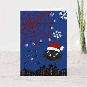 Personalisierte niedliche Weihnachtsspinne Feiertagskarte