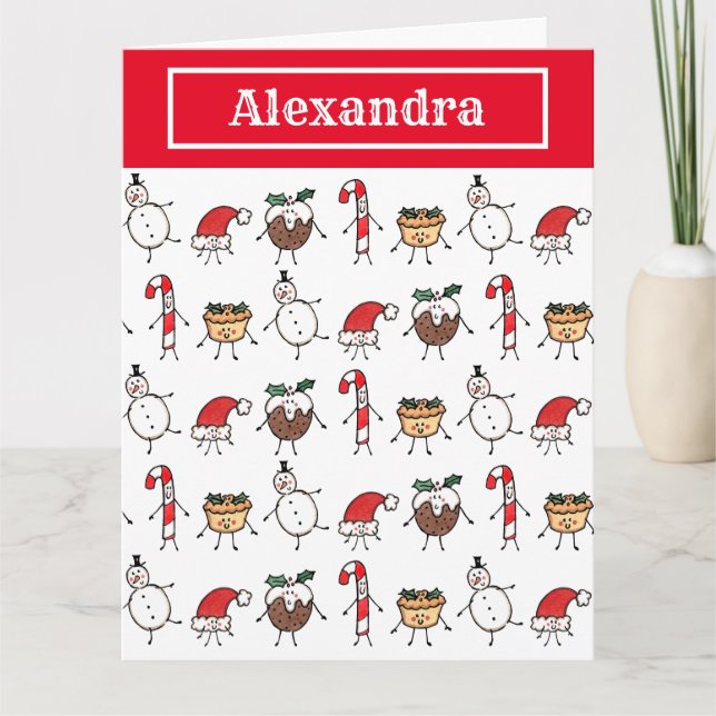 Personalisierte Niedliche Weihnachtszeichen Karte (Vorderseite)