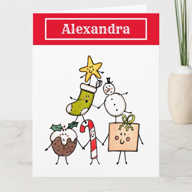 Personalisierte Niedliche Weihnachtszeichen Karte (Vorderseite)