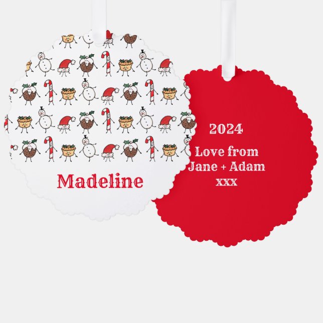 Personalisierte Niedliche Weihnachtszeichen Ornament Karte (Vorderseite/Rückseite)