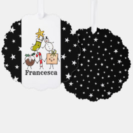 Personalisierte Niedliche Weihnachtszeichen Ornament Karte