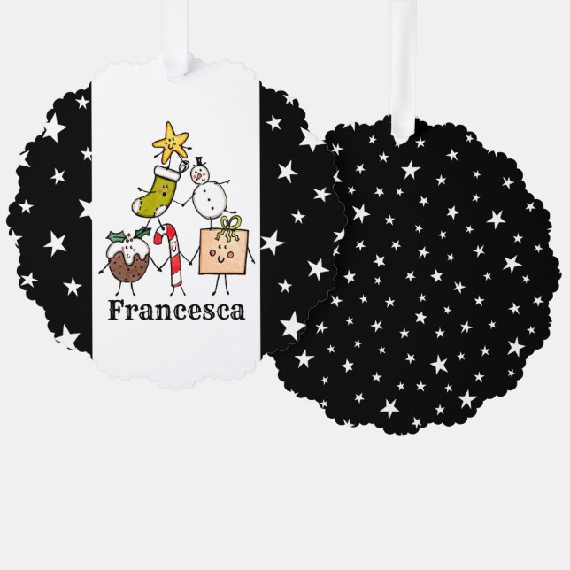 Personalisierte Niedliche Weihnachtszeichen Ornament Karte (Vorderseite/Rückseite)