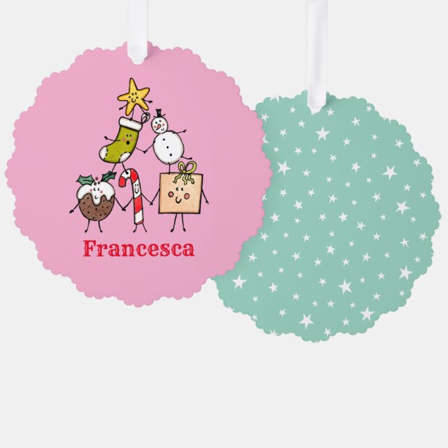Personalisierte Niedliche Weihnachtszeichen Ornament Karte (Vorderseite/Rückseite)