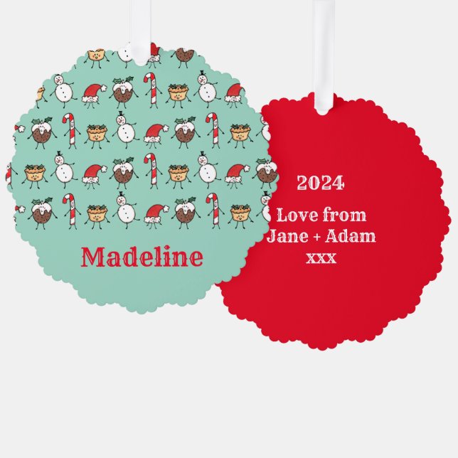 Personalisierte Niedliche Weihnachtszeichen Ornament Karte (Vorderseite/Rückseite)