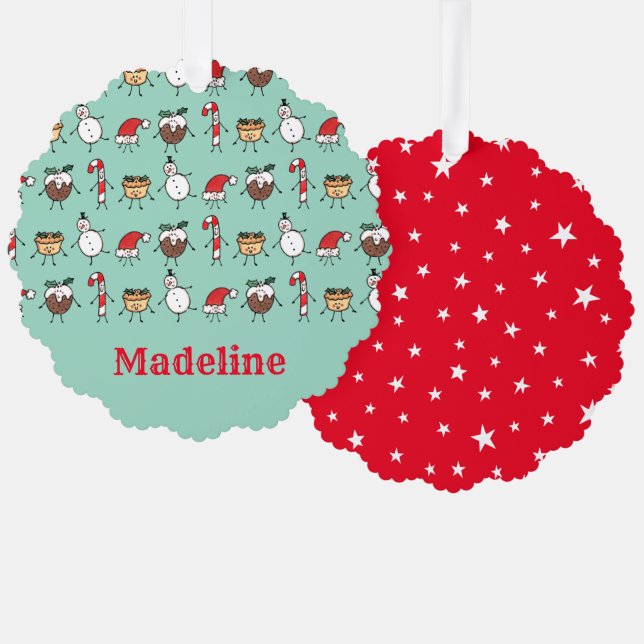 Personalisierte Niedliche Weihnachtszeichen Ornament Karte (Vorderseite/Rückseite)