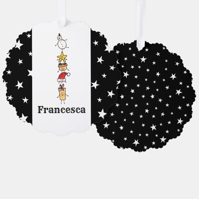 Personalisierte Niedliche Weihnachtszeichen Ornament Karte (Vorderseite/Rückseite)