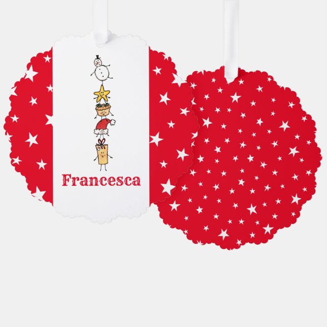Personalisierte Niedliche Weihnachtszeichen Ornament Karte (Vorderseite/Rückseite)