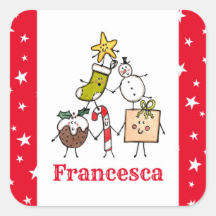 Personalisierte Niedliche Weihnachtszeichen Quadratischer Aufkleber