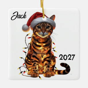 Personalisierte Niedliche Weihnachtszeit Bengalisc Keramikornament