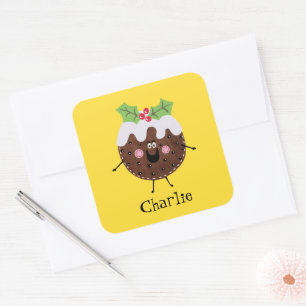 Personalisierte Niedliche Weihnachtszeit Quadratischer Aufkleber