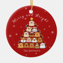 Personalisierte niedliche Welpen Weihnachtsbaumlie Keramik Ornament