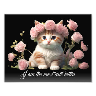 Personalisierte Niedliche White Kitten Katze in Bl Fotodruck