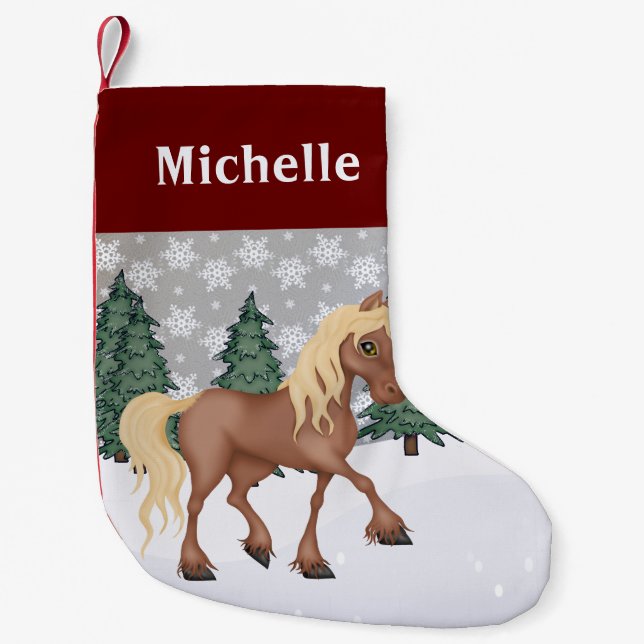 Personalisierte Niedliche Winterlandschaft Kleiner Weihnachtsstrumpf (Vorderseite)