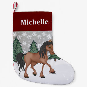 Personalisierte Niedliche Winterlandschaft Kleiner Weihnachtsstrumpf