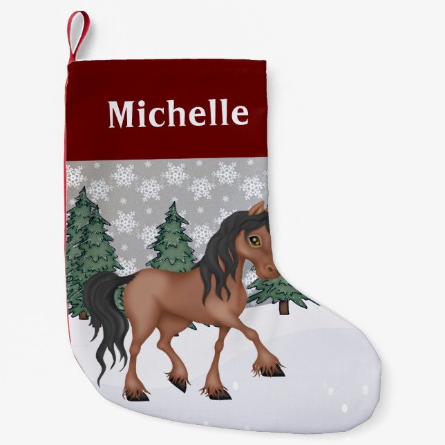 Personalisierte Niedliche Winterlandschaft Kleiner Weihnachtsstrumpf (Vorderseite)