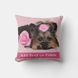 Personalisierte Niedliche Yorkie Puppy Pink Kissen