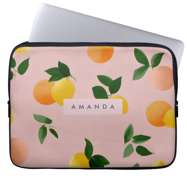 Personalisierte Niedliche Zitronenfrüchte Laptopschutzhülle (Vorderseite)