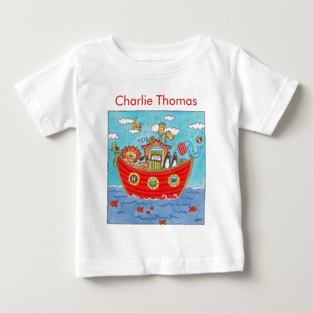Personalisierte Noah-Arche Baby T-shirt (Vorderseite)