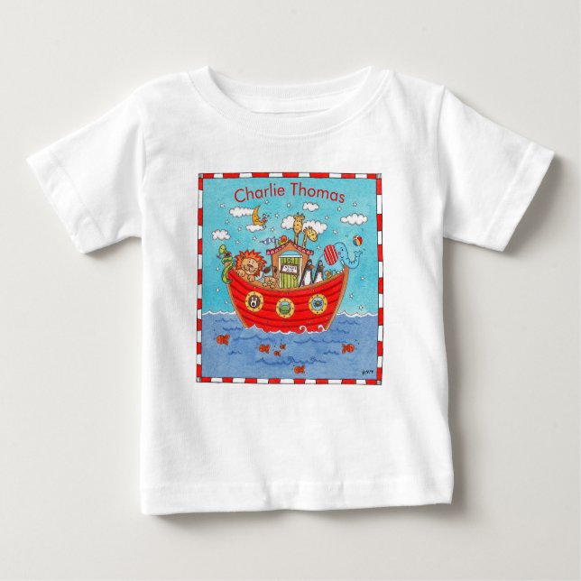 Personalisierte Noah-Arche Baby T-shirt (Vorderseite)