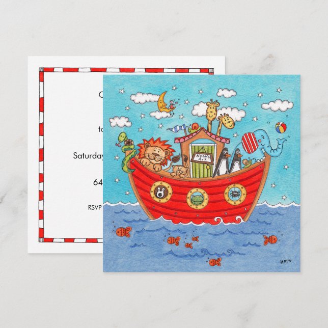 Personalisierte Noah's Ark Birthday Einladung (Vorne/Hinten)