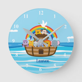 Personalisierte Noahs Ark-Kinderzimmer-Uhr Runde Wanduhr