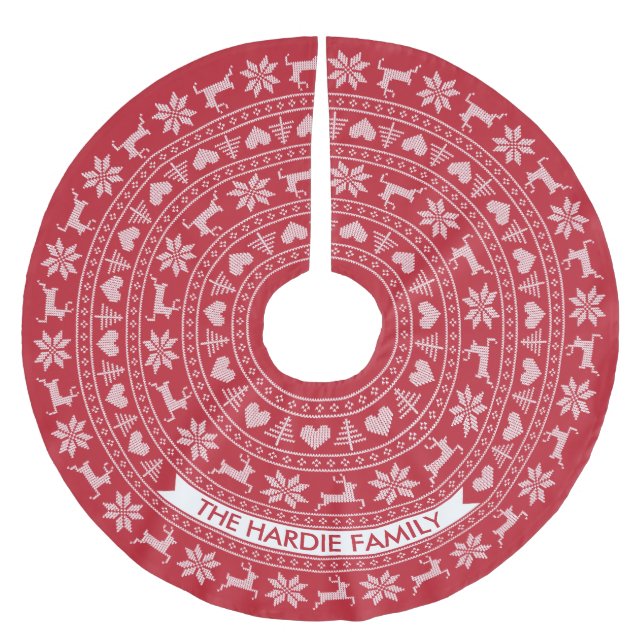 Personalisierte nordische Auswahl der Polyester Weihnachtsbaumdecke (Vorderseite)