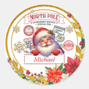 Personalisierte Nordpol-Lieferung Santa Weihnachte Runder Aufkleber