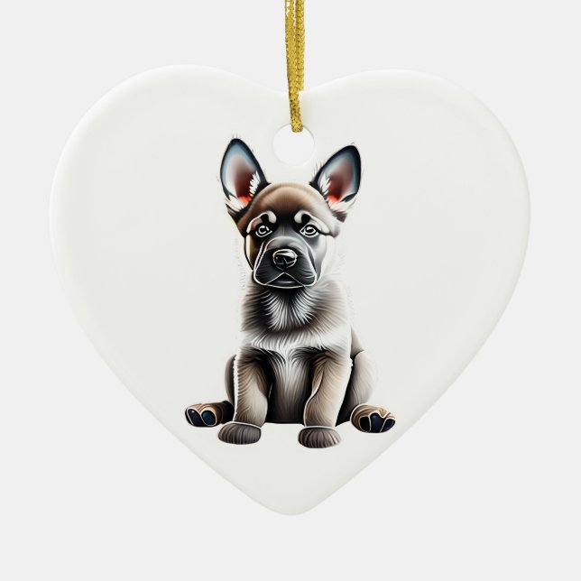 Personalisierte Norwegische Elkhound-Welpe Keramik Ornament (Vorne)