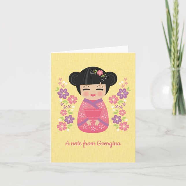 Personalisierte Note Card der japanischen Kokeshi  Dankeskarte (Vorderseite)