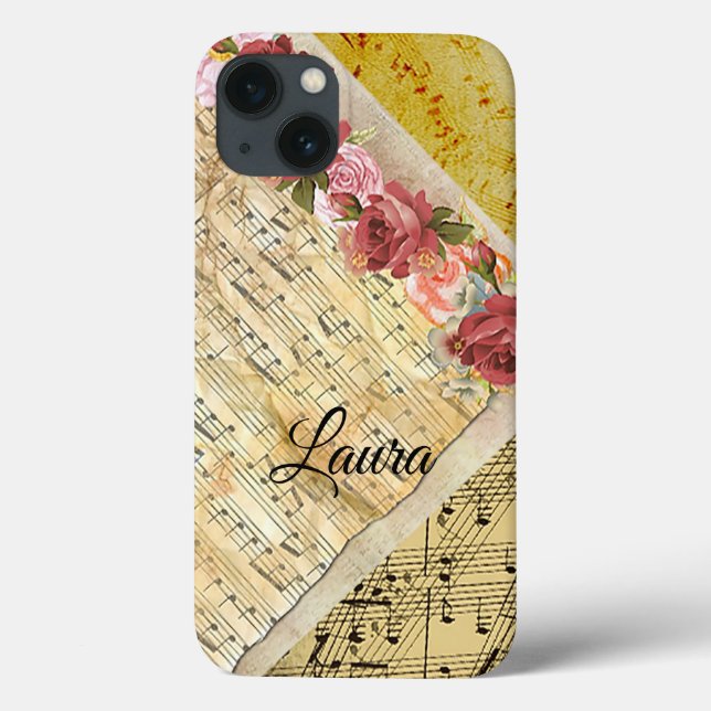 Personalisierte Notenblätter Musik Telefonnummer Case-Mate iPhone Hülle (Rückseite)