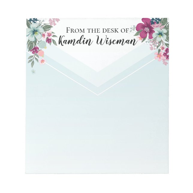 Personalisierte Notepad Tropical Blume auf Blue Om Notizblock (Vorderseite)