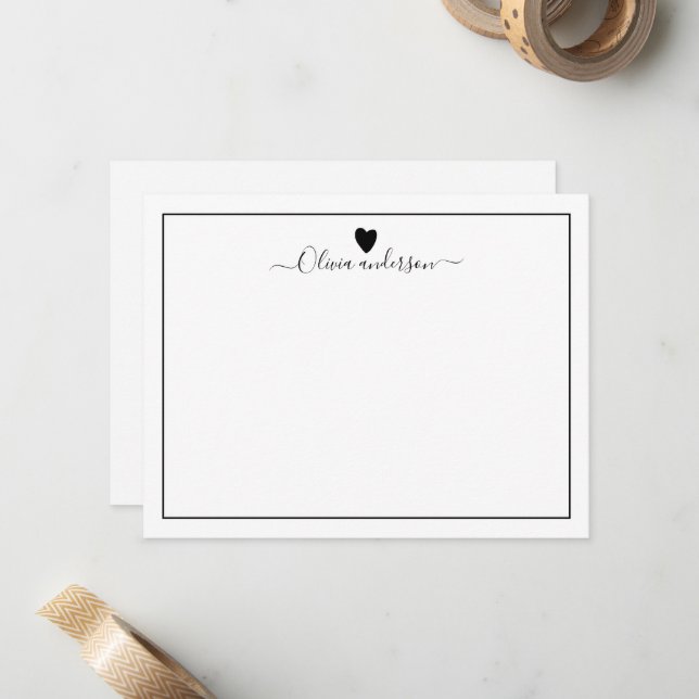 Personalisierte Notizkarte für die schwarze Liebe Mitteilungskarte (Vorderseite/Rückseite Beispiel)