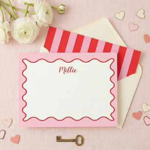 Personalisierte Notizkarte mit rosa welliger Umran Dankeskarte