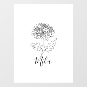 Personalisierte November-Chrysantheme Geburtstagsb Fensteraufkleber
