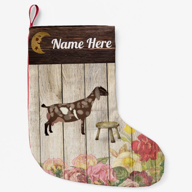 Personalisierte Nubische Milchziegenfarm Kleiner Weihnachtsstrumpf (Vorderseite)