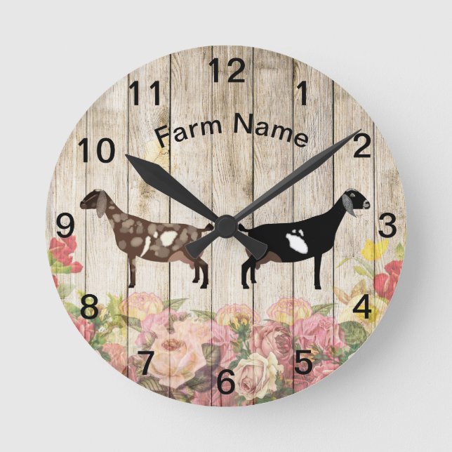 Personalisierte Nubische Milchziegenfarm Runde Wanduhr (Vorderseite)