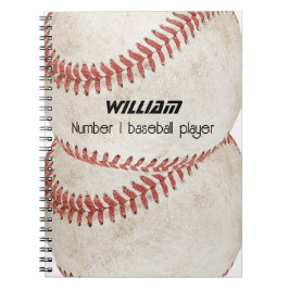 Personalisierte Nummer eins Baseballspieler Rustik Notizblock