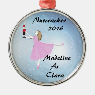 Personalisierte Nussknacker-Clara-Verzierung Silbernes Ornament