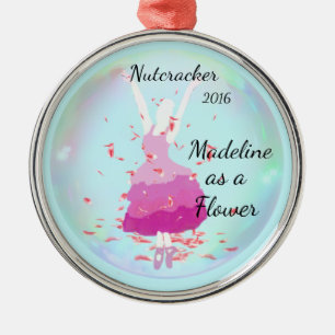 Personalisierte Nussknacker-Verzierung - Blume Silbernes Ornament