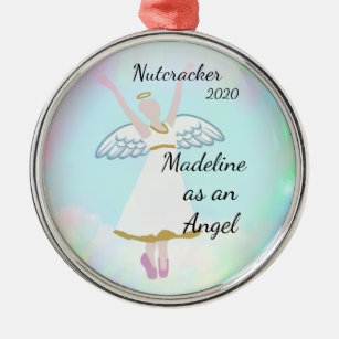 Personalisierte Nussknacker-Verzierung - Engel Silbernes Ornament