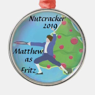 Personalisierte Nussknacker-Verzierung - Fritz Silbernes Ornament