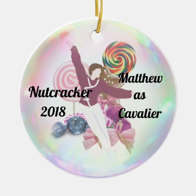 Personalisierte Nussknacker-Verzierung - Kavalier Keramik Ornament (Vorne)